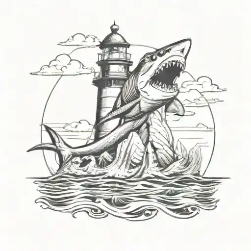 Shark Jaws With Lighthouse Inside
