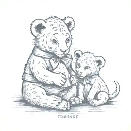 Linus With Three Baby Cub With Bows Have