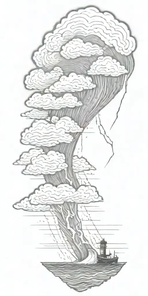 Lightning Storm Clouds And Crashing Waves