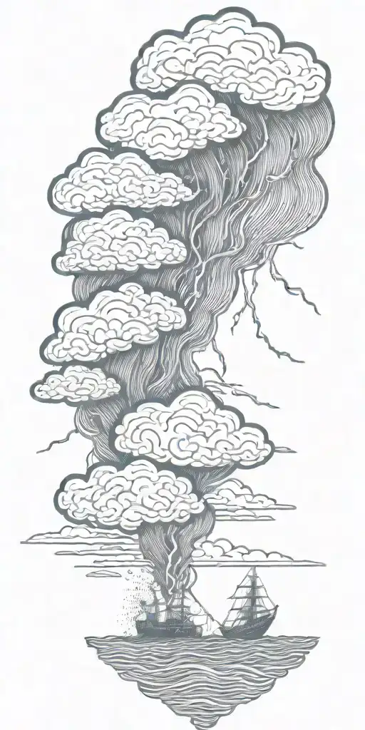 Lightning Storm Clouds And Crashing Waves