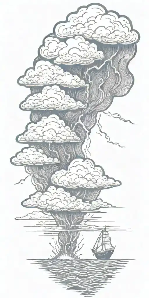 Lightning Storm Clouds And Crashing Waves