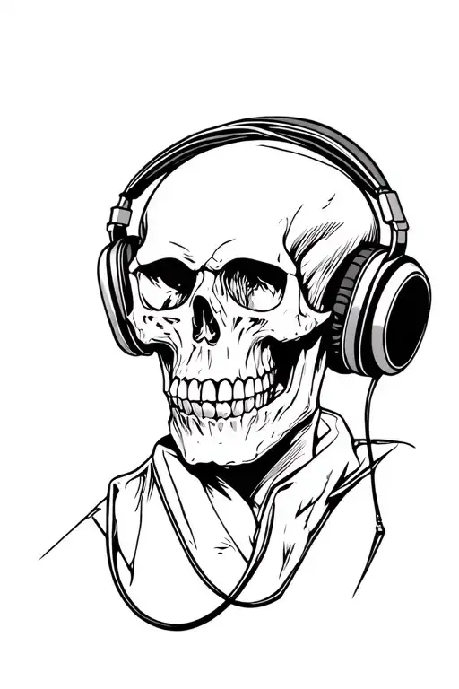 Skull Wearing Headphones