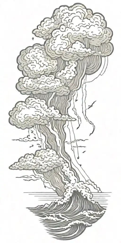 Lightning Storm Clouds And Crashing Waves