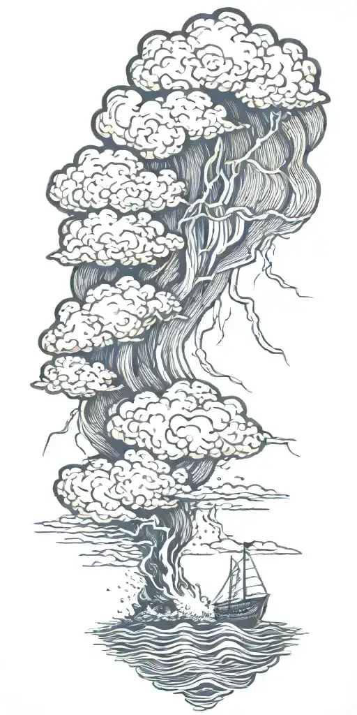 Lightning Storm Clouds And Crashing Waves