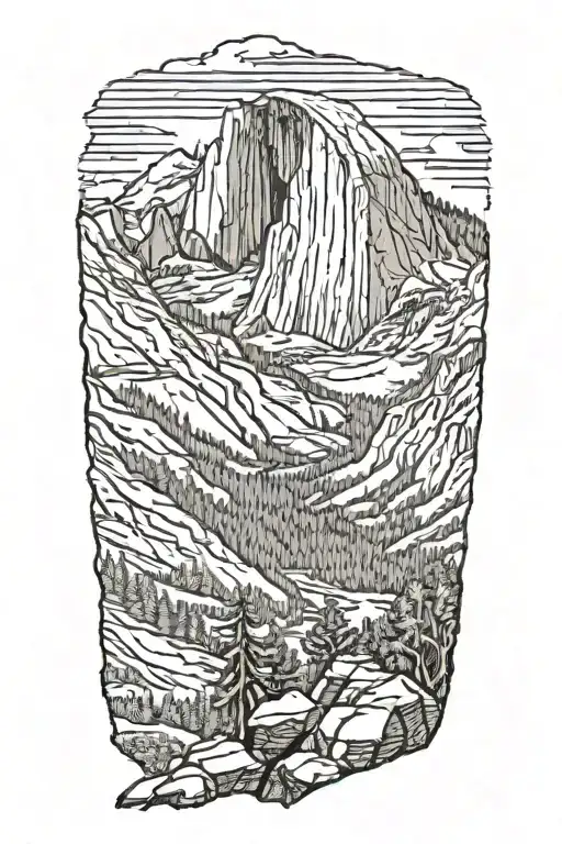 Mt Whitney Summit Beside Half Dome With Trail Going Through Forest