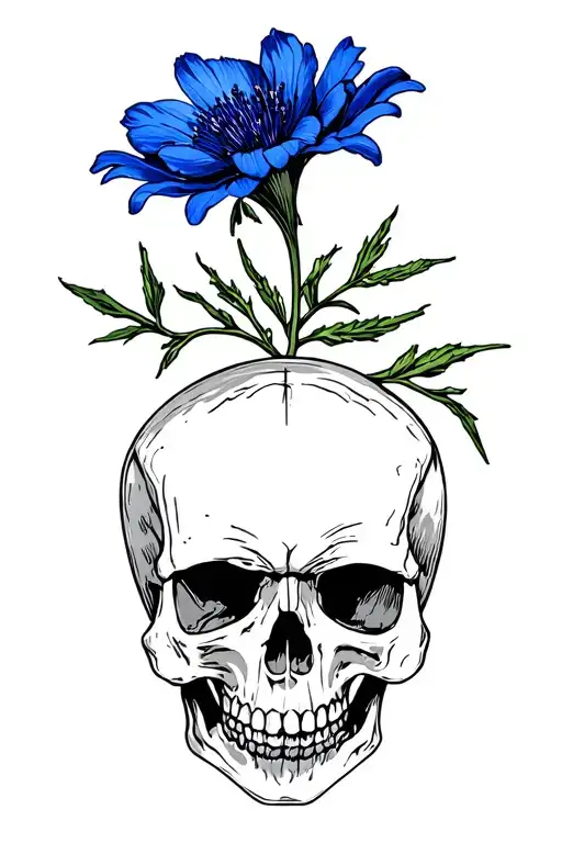 Colorado Blue Columbine Flower And Skull Wearing