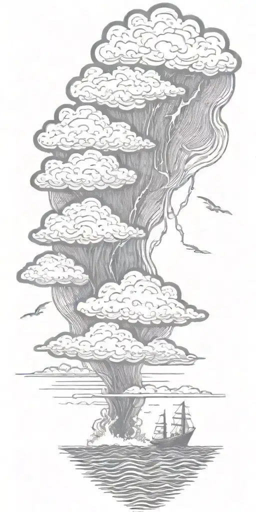 Lightning Storm Clouds And Crashing Waves