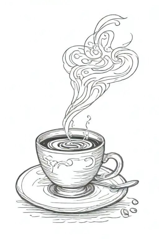 Cup Of Coffe With One Line