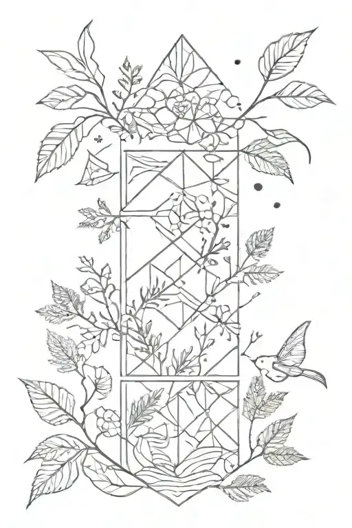 Small Minimalist Geometric And Nature Tattoo For Forearm