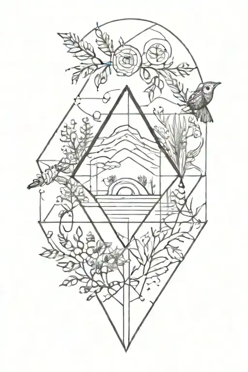 Small Minimalist Geometric And Nature Tattoo For Forearm