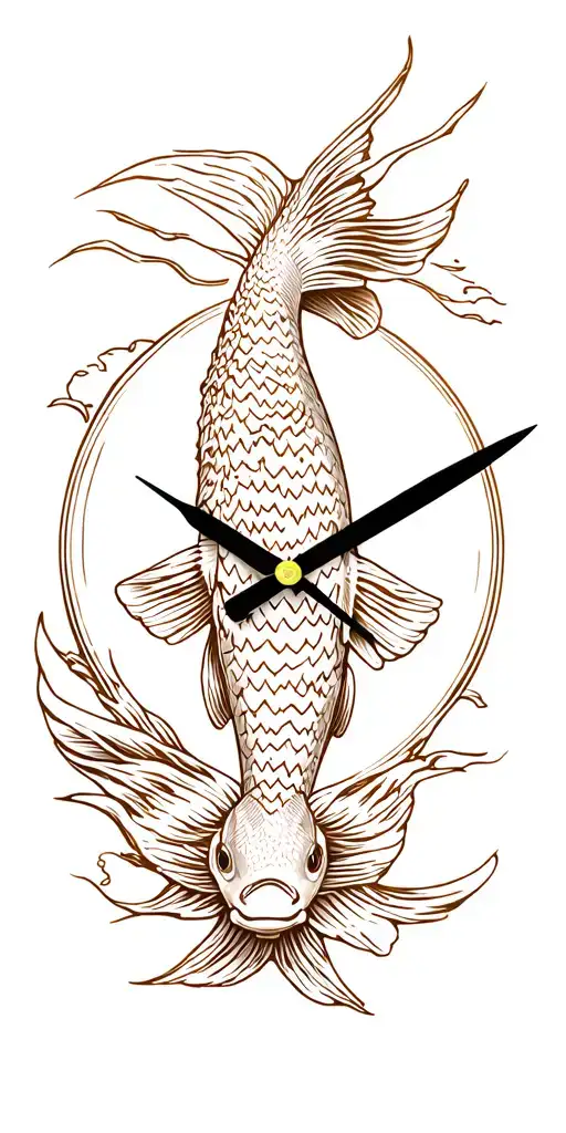 Heaven Beach Koi Fish Clock