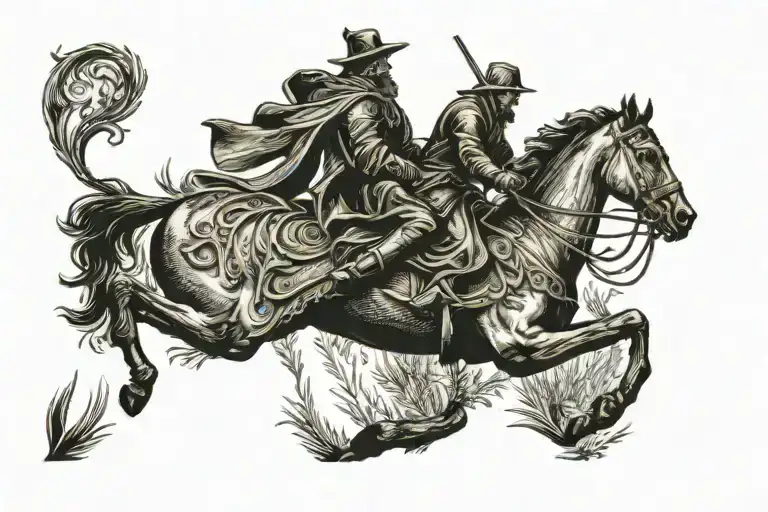 A Knigth Riding Horse Galloping Through A Field