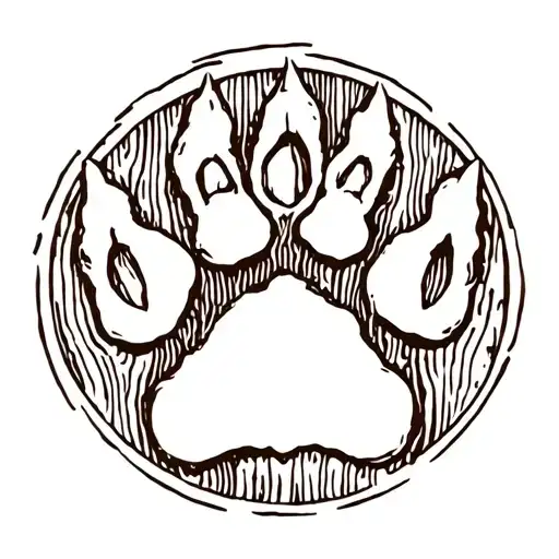 Cat Paw In Wood Round