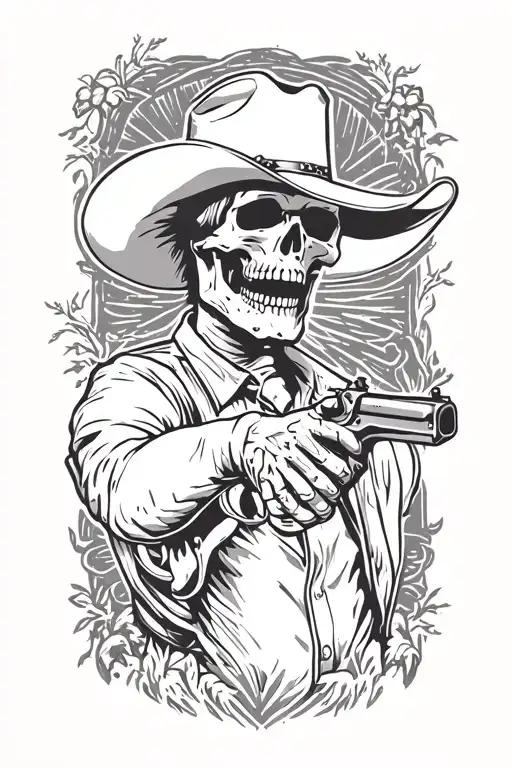 Cowboy Skeleton Holding Shotgun