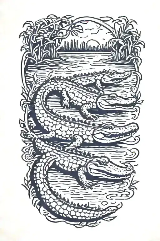 Alligator In A Bayou