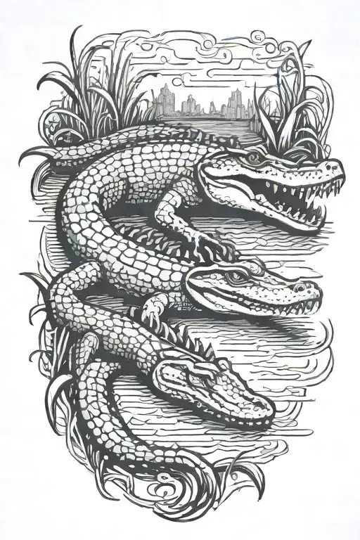 An Alligator In A Bayou