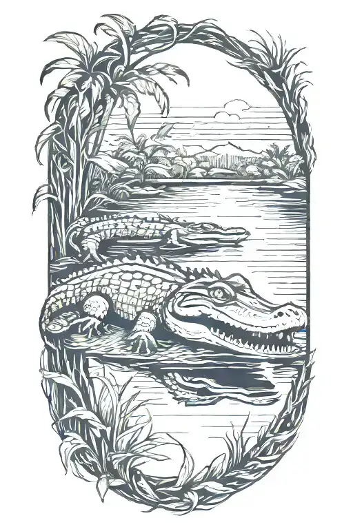 Bayou With Alligator