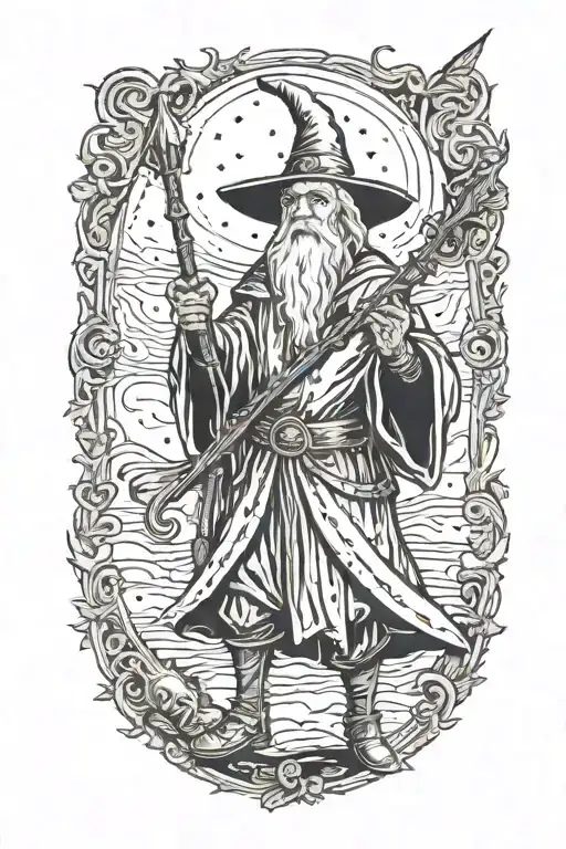 Wizard Holding A Staff And An M4 Assault Rifle