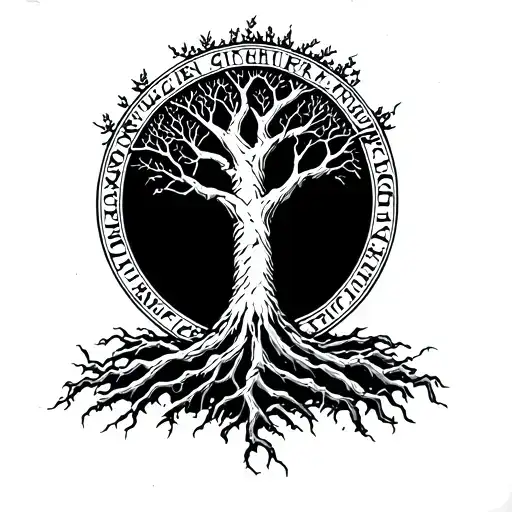 Tree Of Gondor Mixed With Elden Ring Erdtree And Elvish Writing Around Border