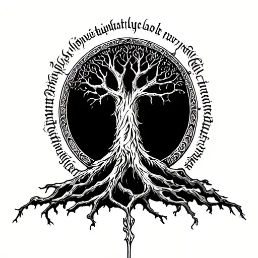 Tree Of Gondor Mixed With Elden Ring Erdtree And Elvish Writing Around Border