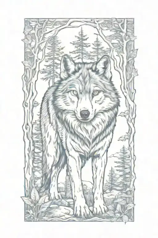 Wolf Blue Eyes Forest Landscape