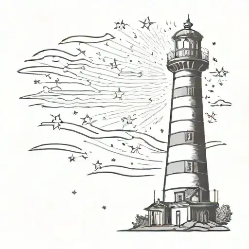 Lighthouse On A Background Of A Sky With Stars