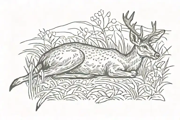 A Doe Laying In The Grass