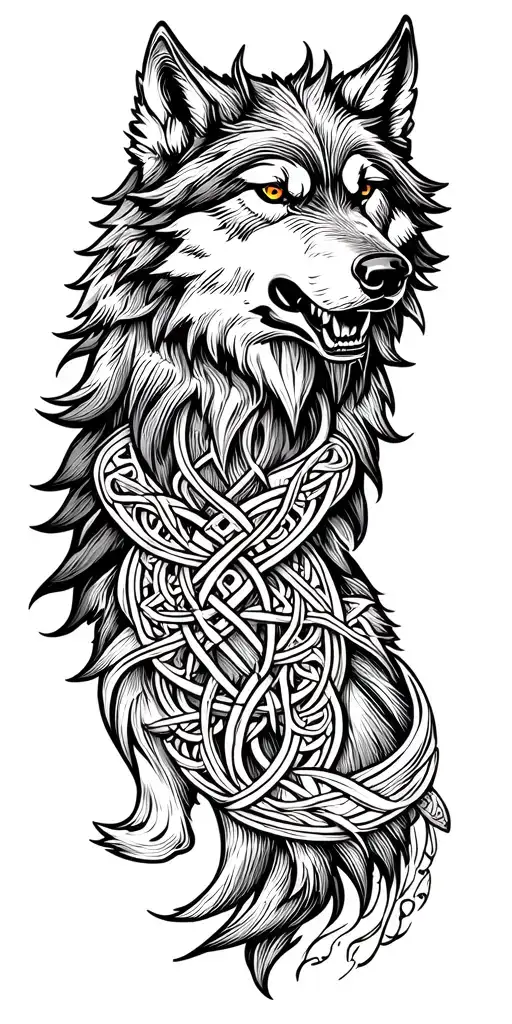 Celtic Wolf With Amour Tribal