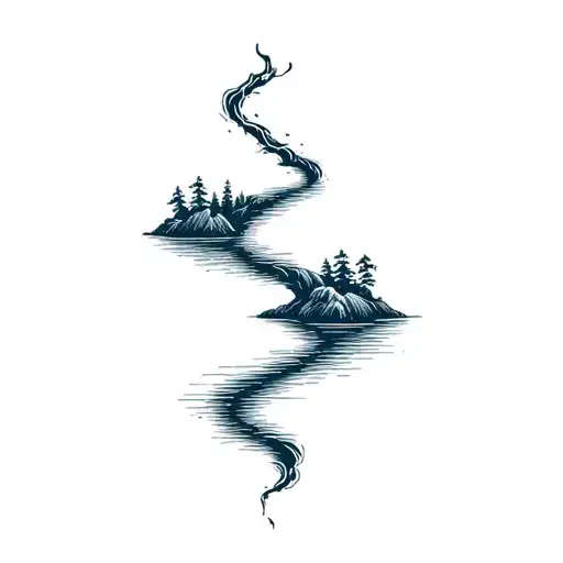 River Splitting Into Two Streams