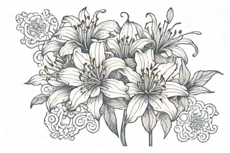 Baroque With Red Spider Lily Flower Growing