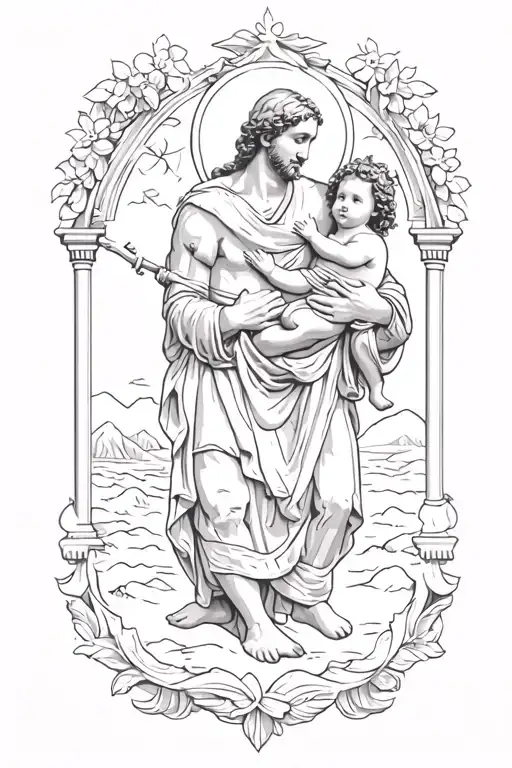 St Christopher Carrying Baby Jesus
