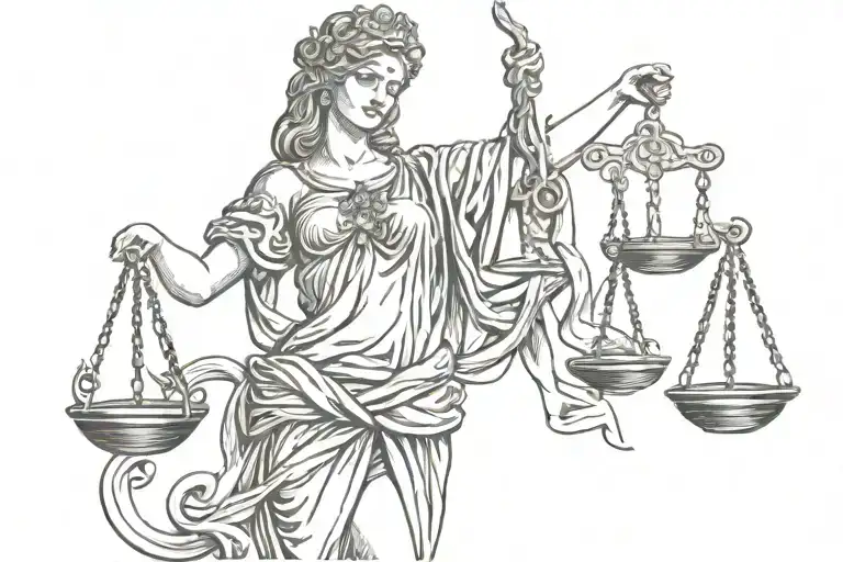 Lady Justice Statue With Snakes For Hair Tangled Together