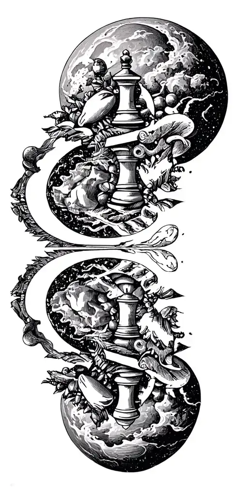 A Mystical Planet With Chess Pieces