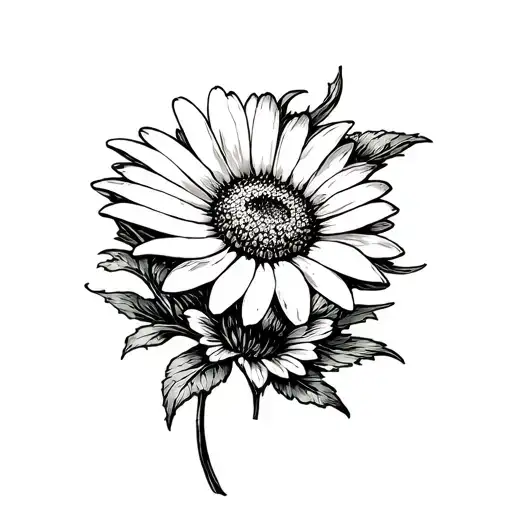 Daisy Flower And Chrysanthemum Flower Intertwined