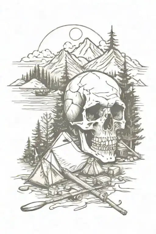 Camping Scene With A Skull