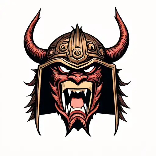 Oni Mask With Helmet