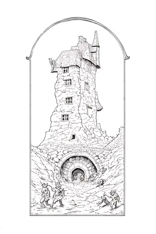 Village Of Wales Showing A Mine Underneath It That You Can See Inside With Goblins