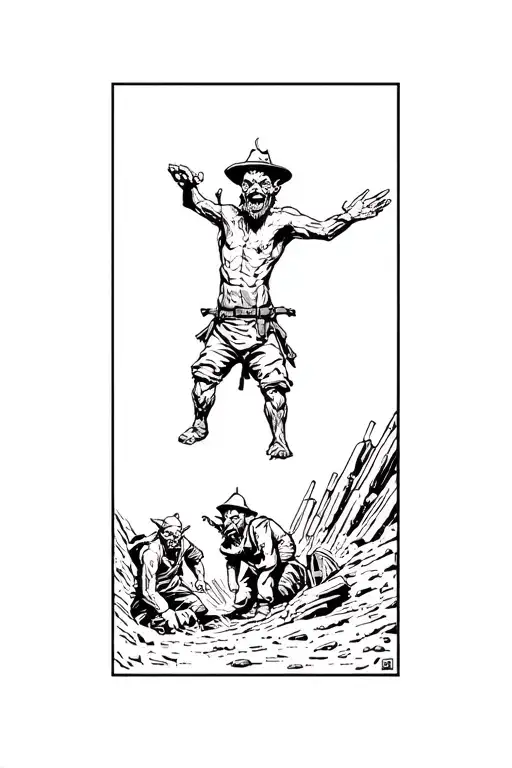 Inside Of A Mine Showing Goblins And Miners