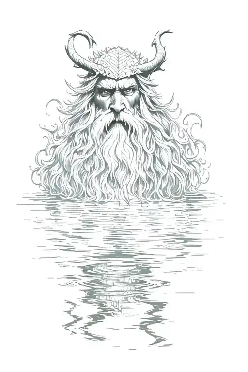 Welsh Druid Looking At Water Reflection