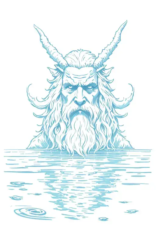 Welsh Druid Looking At Water Reflection