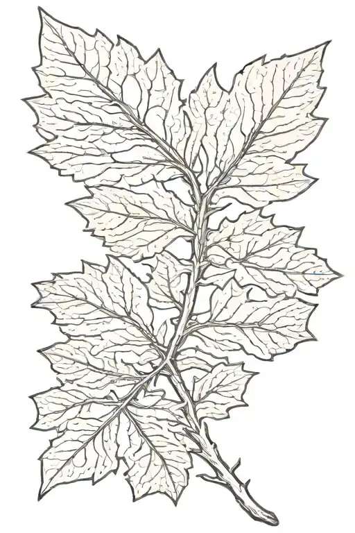 Bur Oak Leaf Branch Representing A Family