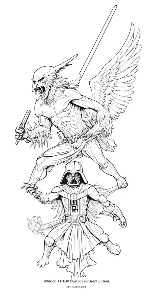 Demons And Angels Fighting Darth Vader