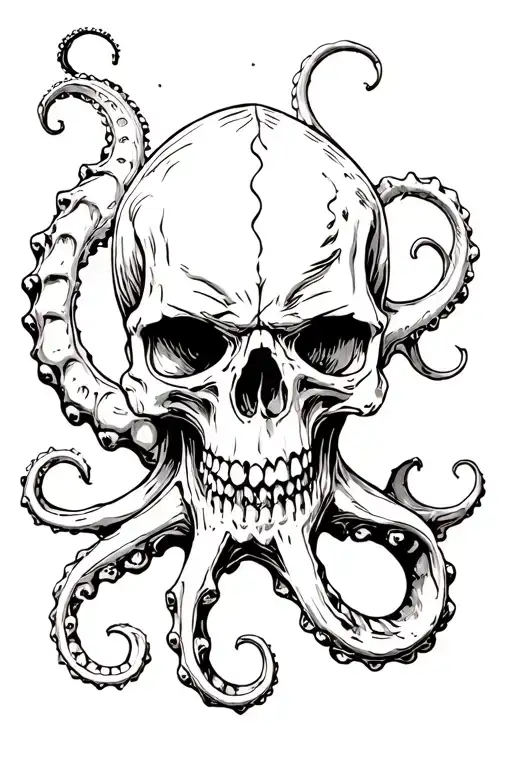 Kraken Whit Skulls