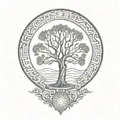 Tree Of Life And Sun And Moon