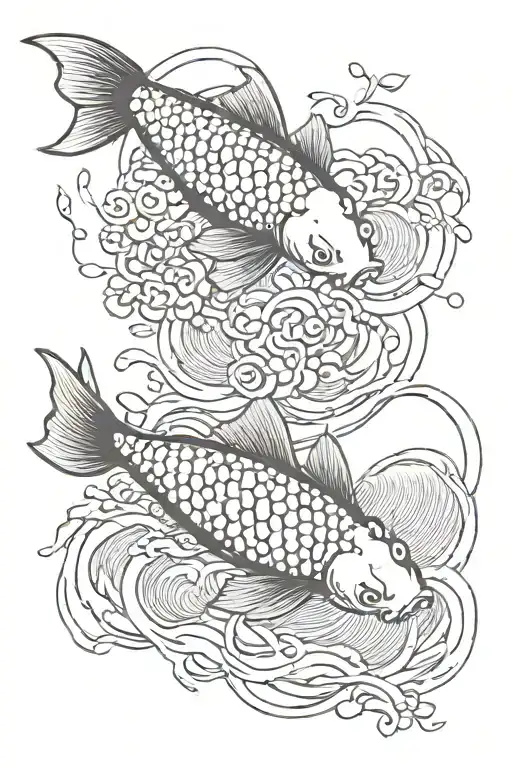 2 Koi Fish Swimming Gracefully