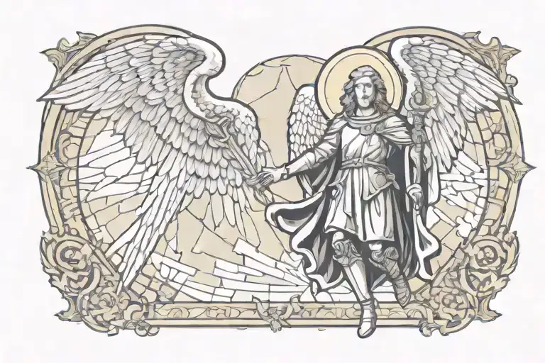 Michael The Archangel With A Victorian Style Background And A Stained Glass Window