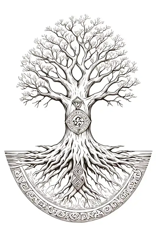 Yggdrasil World Tree With Valknut Inbued In The Corwn