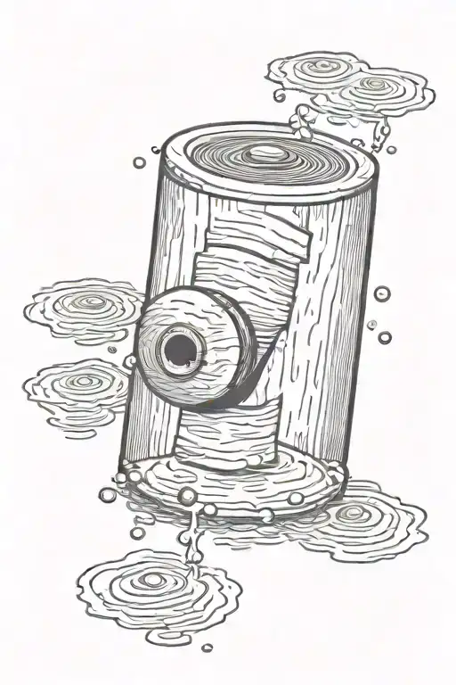 Minimalist Small Wooden Cylinder Floating In Water