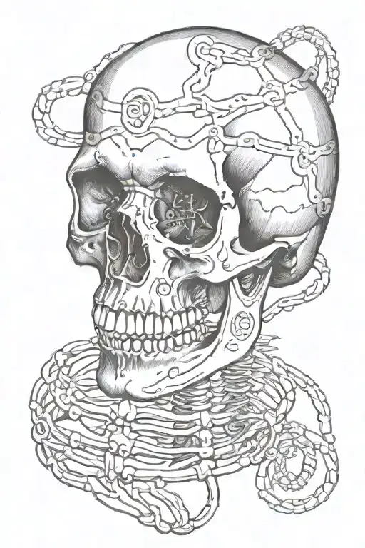 Skull With Dna Double Helix Intertwined With Niccolo Machiavelli