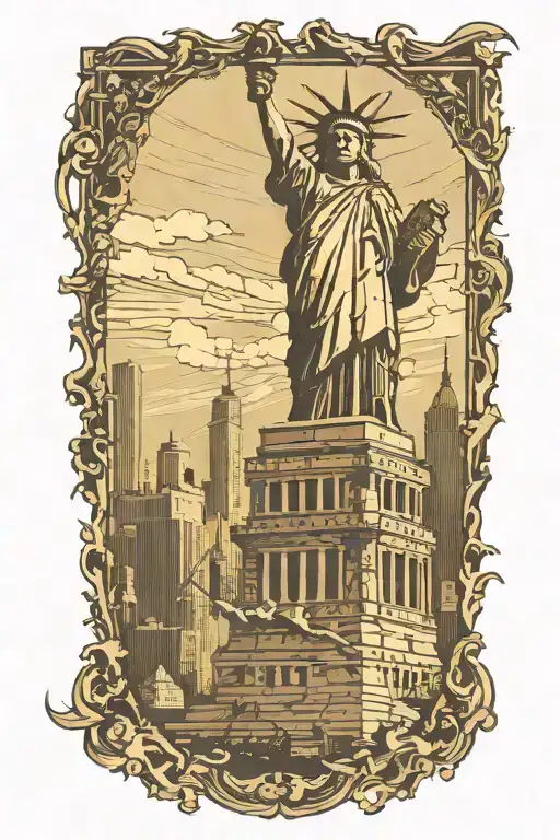 Statue Of Liberty Ruined City Background